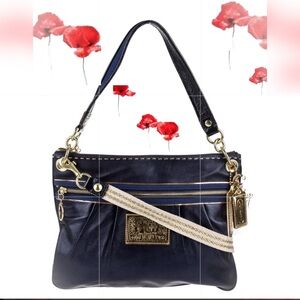 Coach Poppy Signature Sapphire Blue Leather Convertible Bag